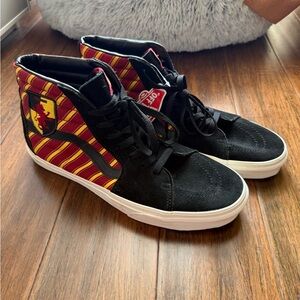 Vans Black and Maroon Striped High-Top Sneakers